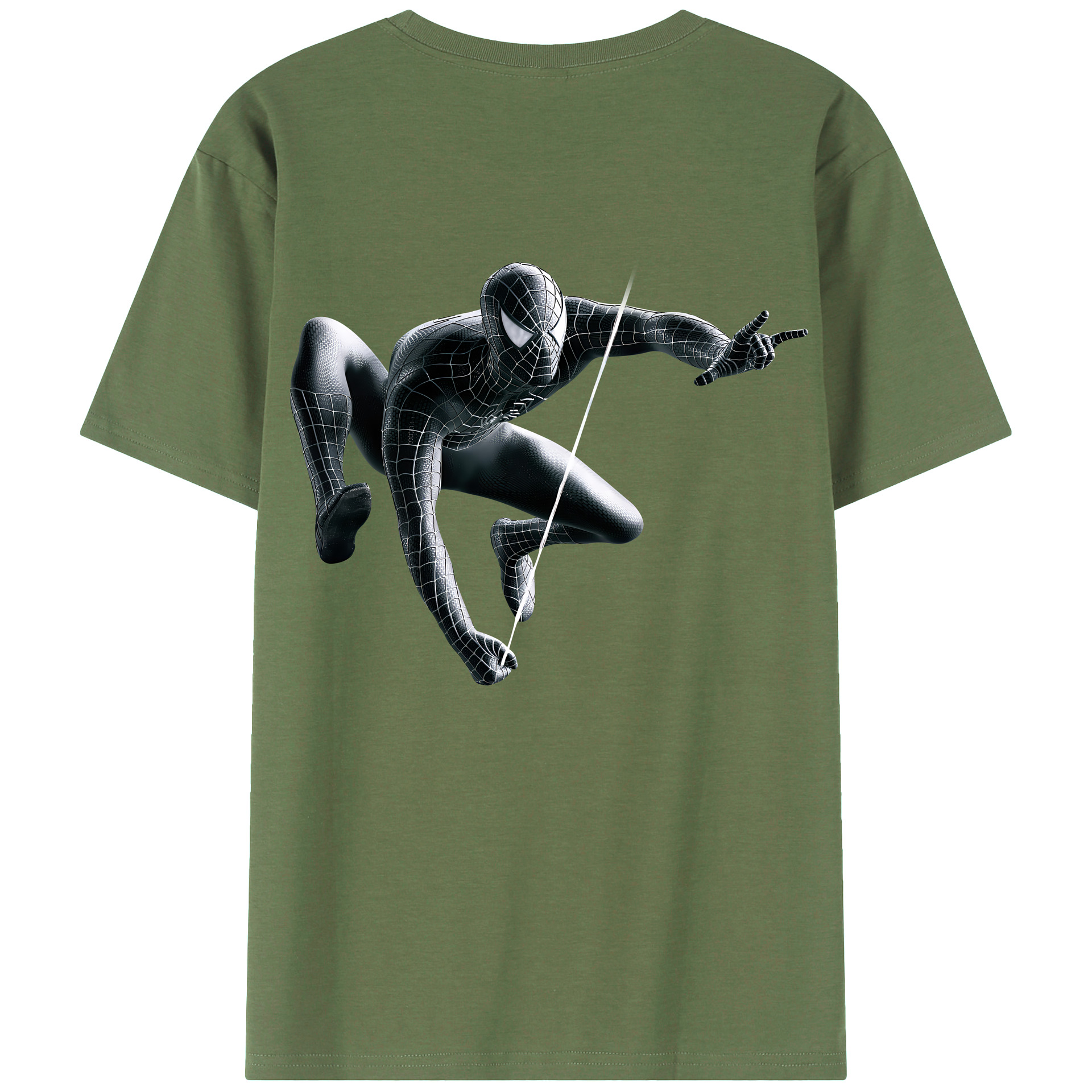 （画像用） Spider Man スパイダーマン 綿100％ メンズ半袖Tシャツ（バックプリント） 通気性